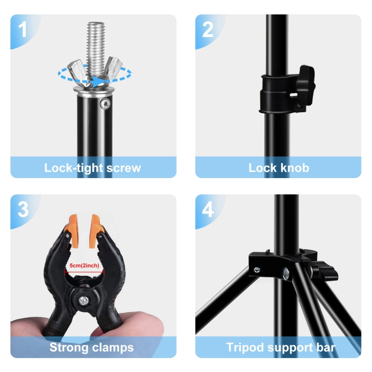 2 x 3m Photo Studio Background Support Stand Backdrop Crossbar Bracket(Black)