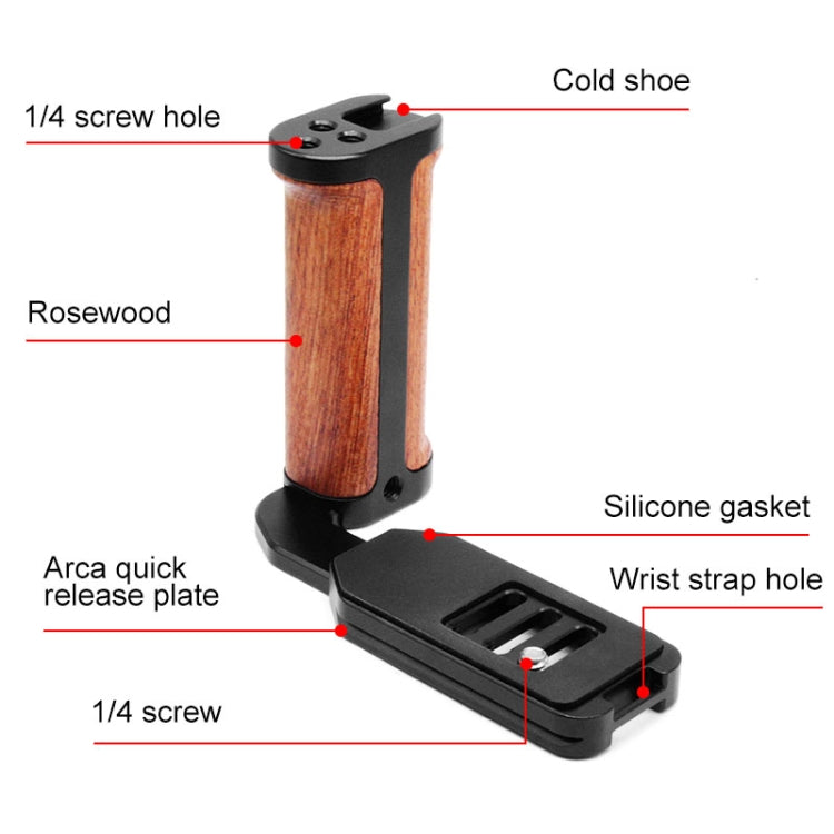 PULUZ Wooden Left Side Handle Vertical Shoot Quick Release L Plate