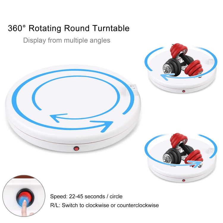 PULUZ 45cm Remote Control Adjusting Speed Rotating Turntable Display Stand with Power Socket, White, Load 100kg(UK Plug)