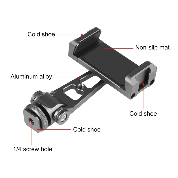 PULUZ Z-axis 360 Rotation Cold Shoes Aluminum Alloy Phone Clamp Holder Bracket, Z-axis Phone Clamp