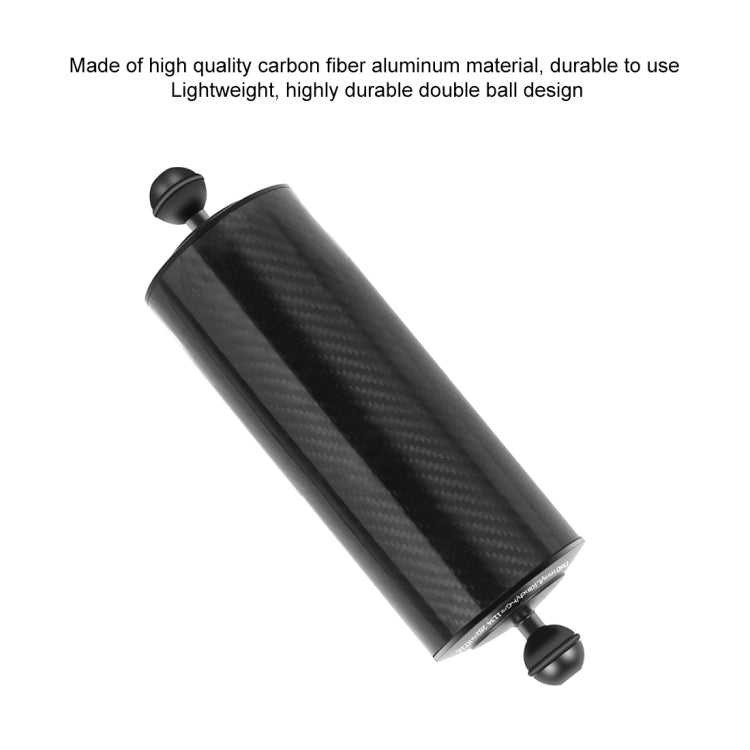 PULUZ 10.82 inch 27.5cm Length 80mm Diameter Dual Balls Carbon Fiber Floating Arm, Ball Diameter: 25mm, Buoyancy: 800g
