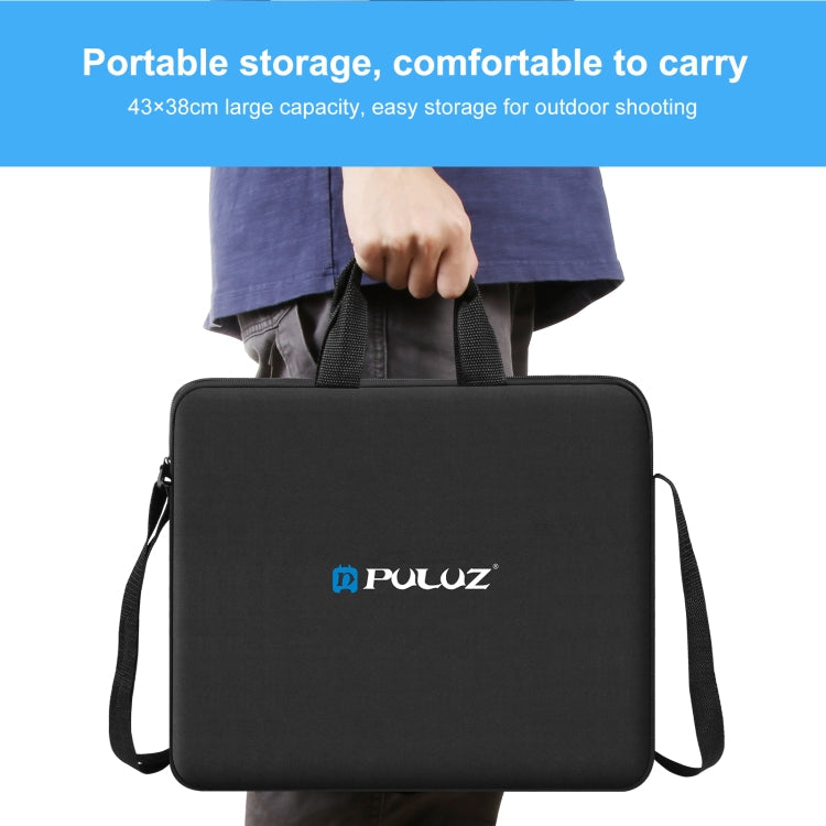 PULUZ 14 inch Ring LED Lights Portable Zipper Storage Bag Shoulder Handbags, Size: 43cm x 38cm x 3cm (Black)
