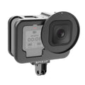 For GoPro HERO13 Black /12 Black /11 Black /10 Black /9 Black PULUZ Thin Housing Shell CNC Aluminum Alloy Protective Cage with Insurance Frame & 52mm UV Lens, For GoPro HERO9 Black Thin
