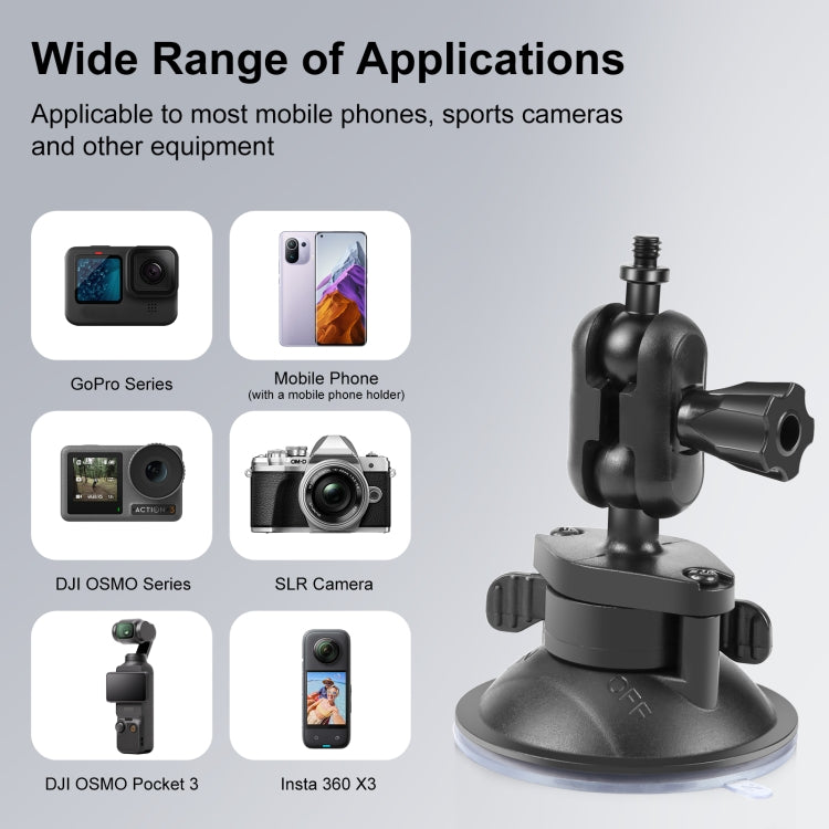 PULUZ 1/4 inch Magic Arm Suction Cup Mount, 1/4 inch Suction Cup Mount
