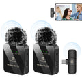 PULUZ Wireless Lavalier Microphone for Type-C Phone, Type-C Receiver and Dual Microphones (Black)