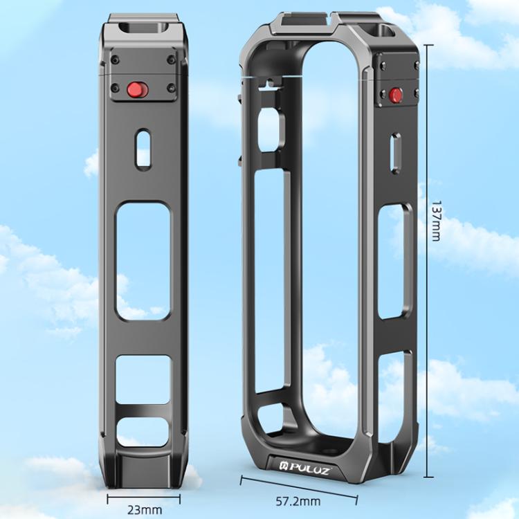 For Insta360 X4 PULUZ Aluminum Alloy Protective Cage Rig Expand Cold Shoe Housing Frame
