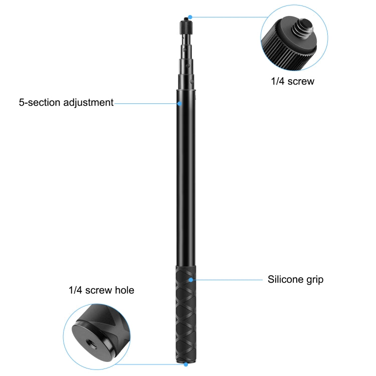 PULUZ 157cm Metal Selfie Stick Monopod  for Insta360 One RS / X2 / X3 / X4 / DJI Osmo 360, 150cm Monopod