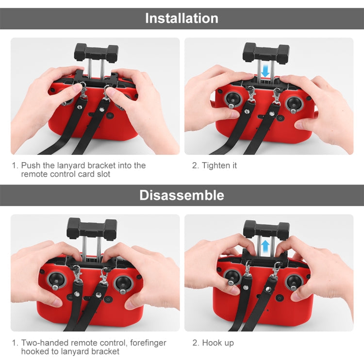 PULUZ Shockproof Anti-scratch Silicone Case with Neck Strap For DJI Neo / Mini 3 / 3 Pro / Mavic 3 / Air 2S / Mini 2 RC-N2 / RC-N1 / RC-N3 Remote Control(Red)