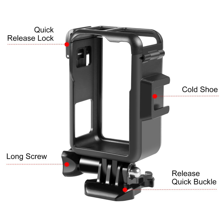 For DJI Osmo Action 4 / 3 PULUZ Vertical Plastic Protective Frame Cage with Cold Shoes, For DJI Osmo Action 5 Pro / 4 / 3 Vertical Cage