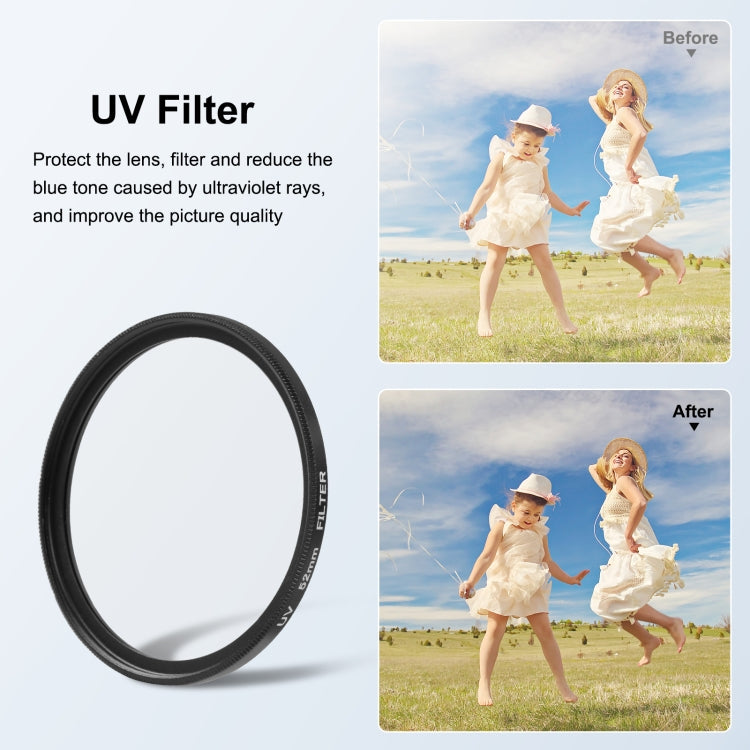 For GoPro HERO12 Black /11 Black /11 Black Mini /10 Black /9 Black PULUZ 52mm UV ND2-400 Filter with Adapter Ring(Black)