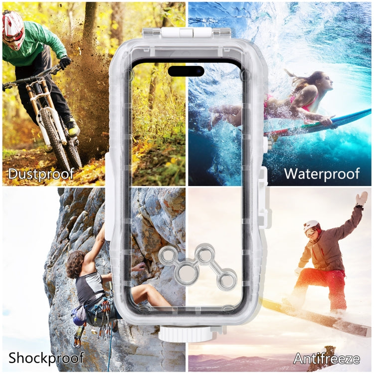 PULUZ 40m Waterproof Diving Case for iPhone 15 Pro Max/14 Plus/13 Pro Max/12 Pro Max/11 Pro Max (White)
