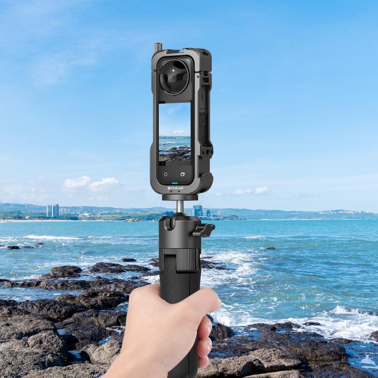 For Insta360 X4 PULUZ Metal Protective Cage Rig Housing Frame with Lens Cover, For Insta360 X4