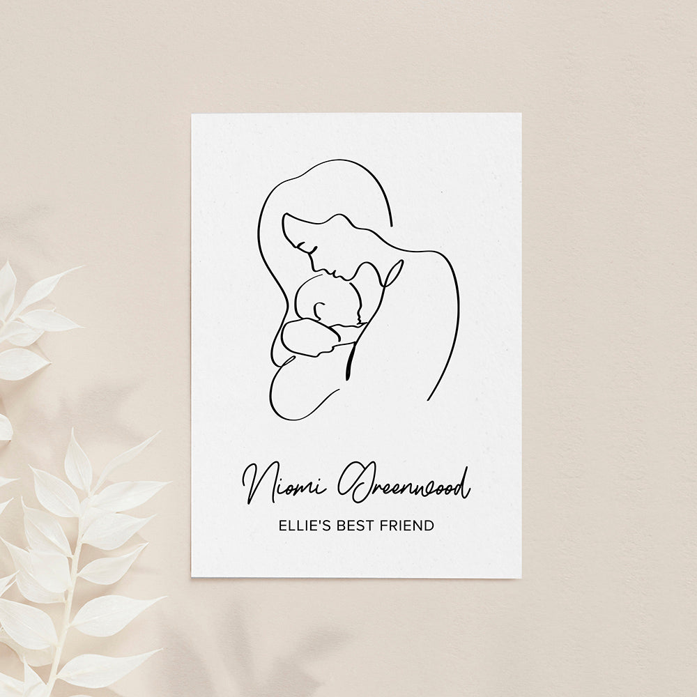 Personalised Line Art New Mum And Babys Love Print