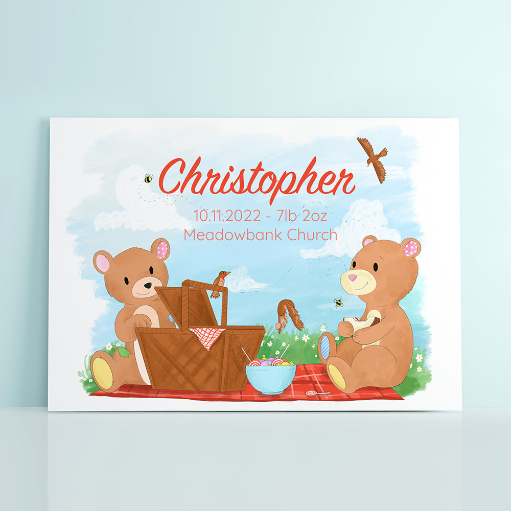 Personalised Teddy Bear Picnic Framed Print