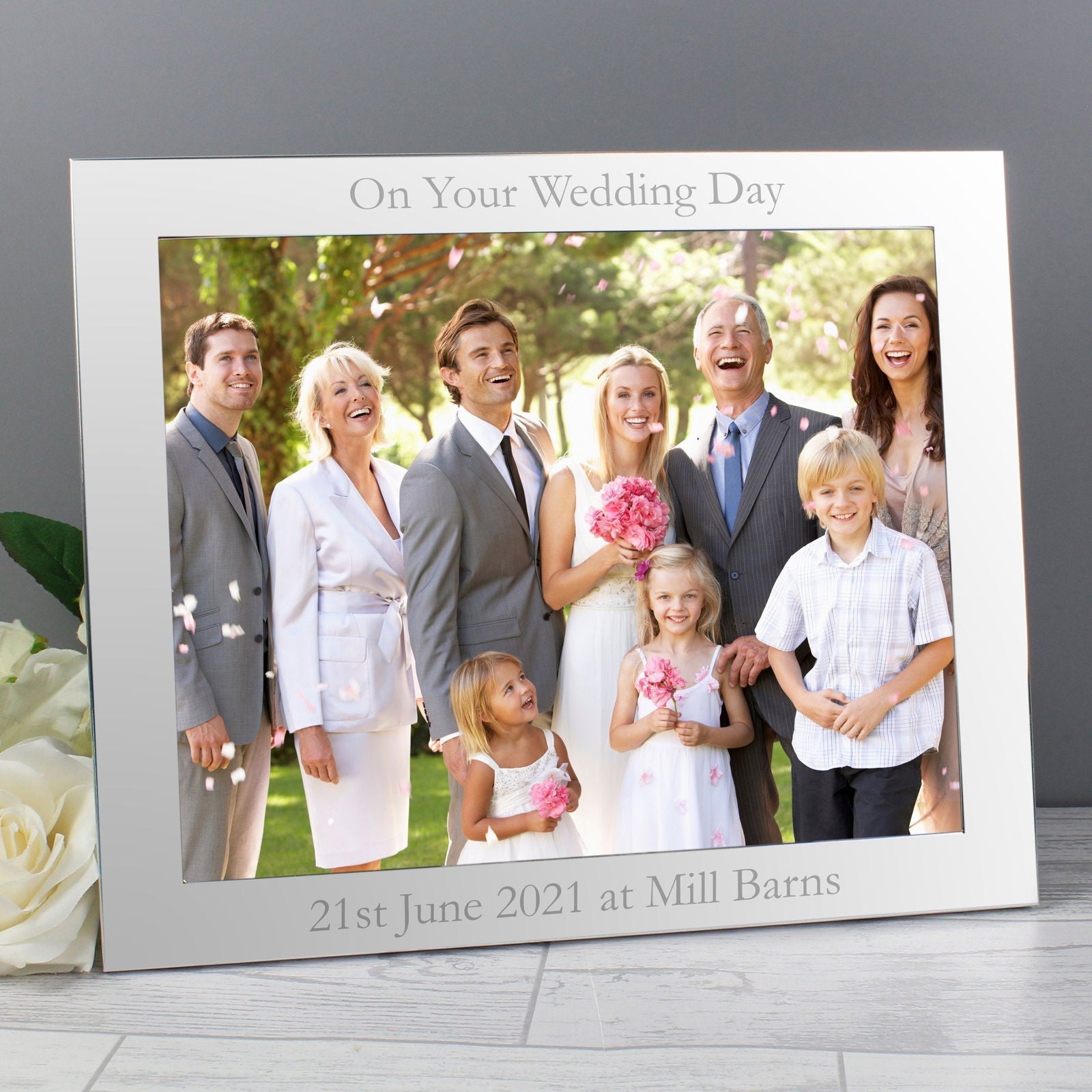 Personalised 10x8 Inch Landscape Silver Photo Frame