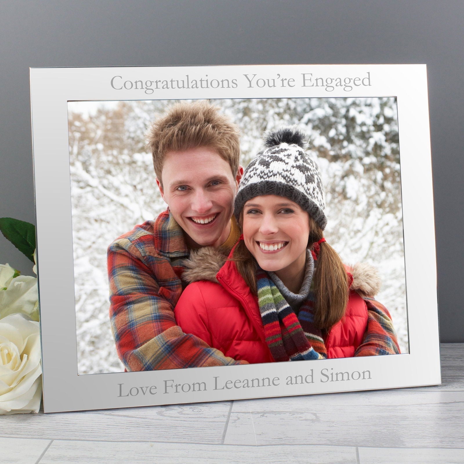 Personalised 10x8 Inch Landscape Silver Photo Frame