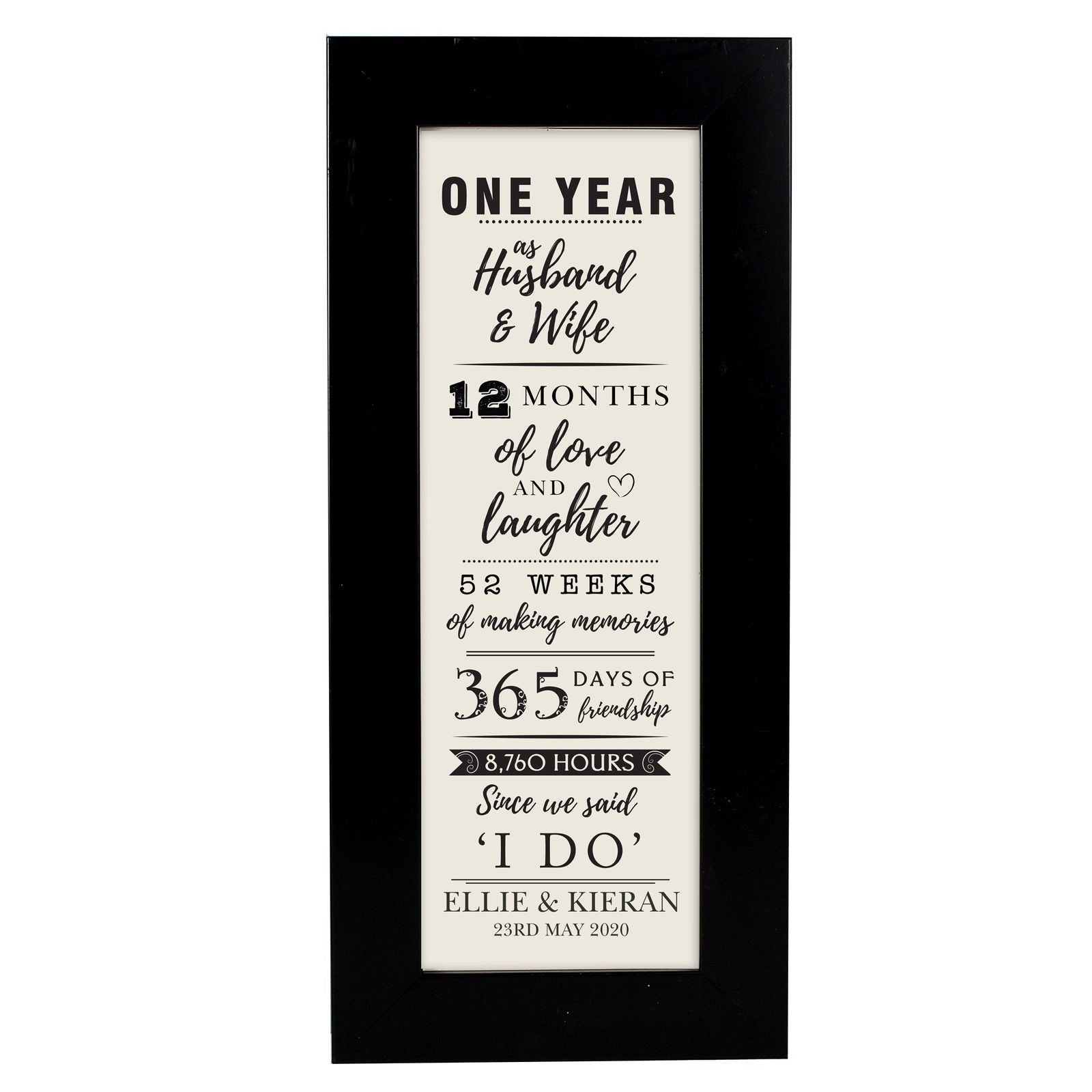 Personalised 1st Anniversary Letterbox Frame