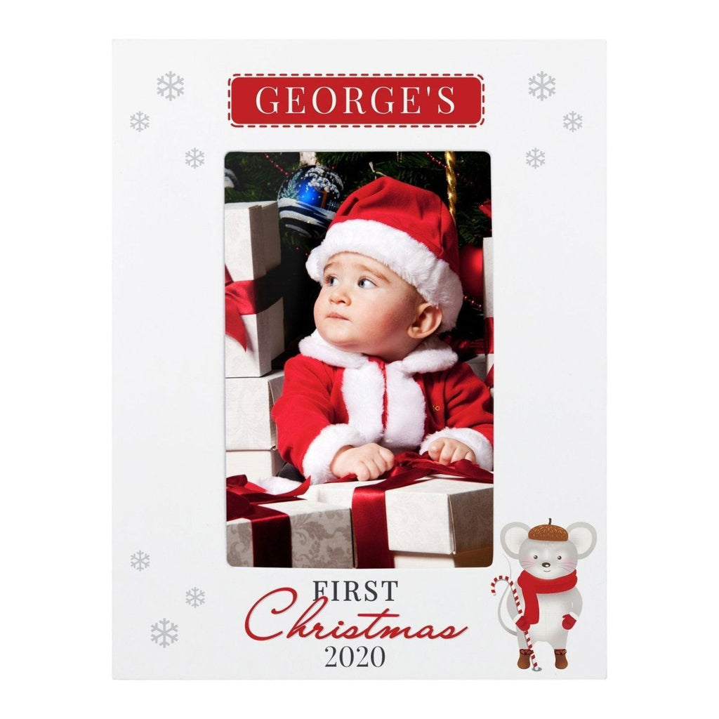 Personalised '1st Christmas' Mouse White 6x4 Inch Photo Frame