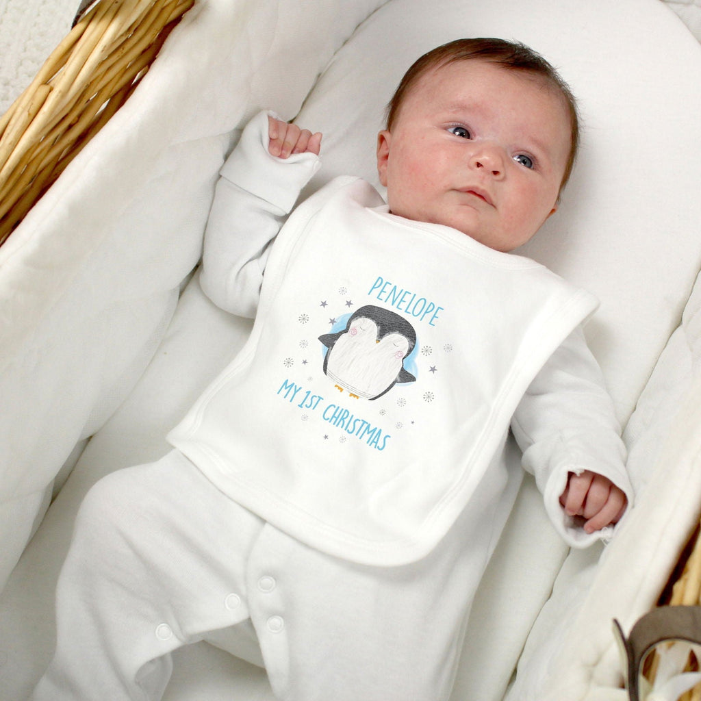 Personalised 1st Christmas Penguin Bib