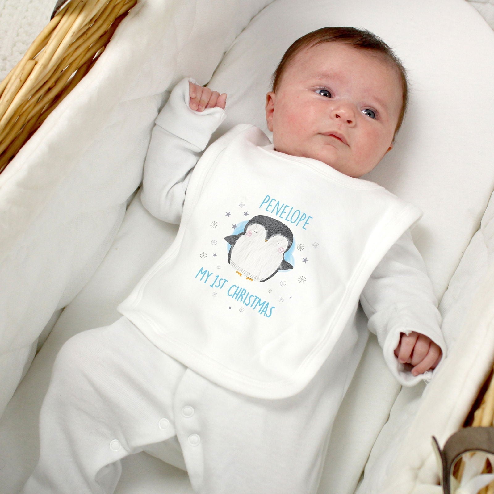 Personalised 1st Christmas Penguin Bib