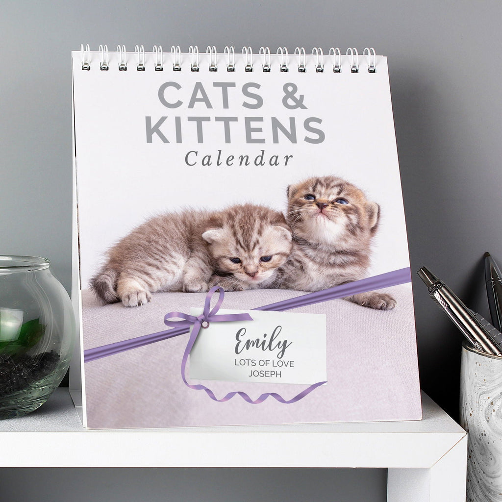 Personalised 2026 Cats And Kittens Desk Calendar
