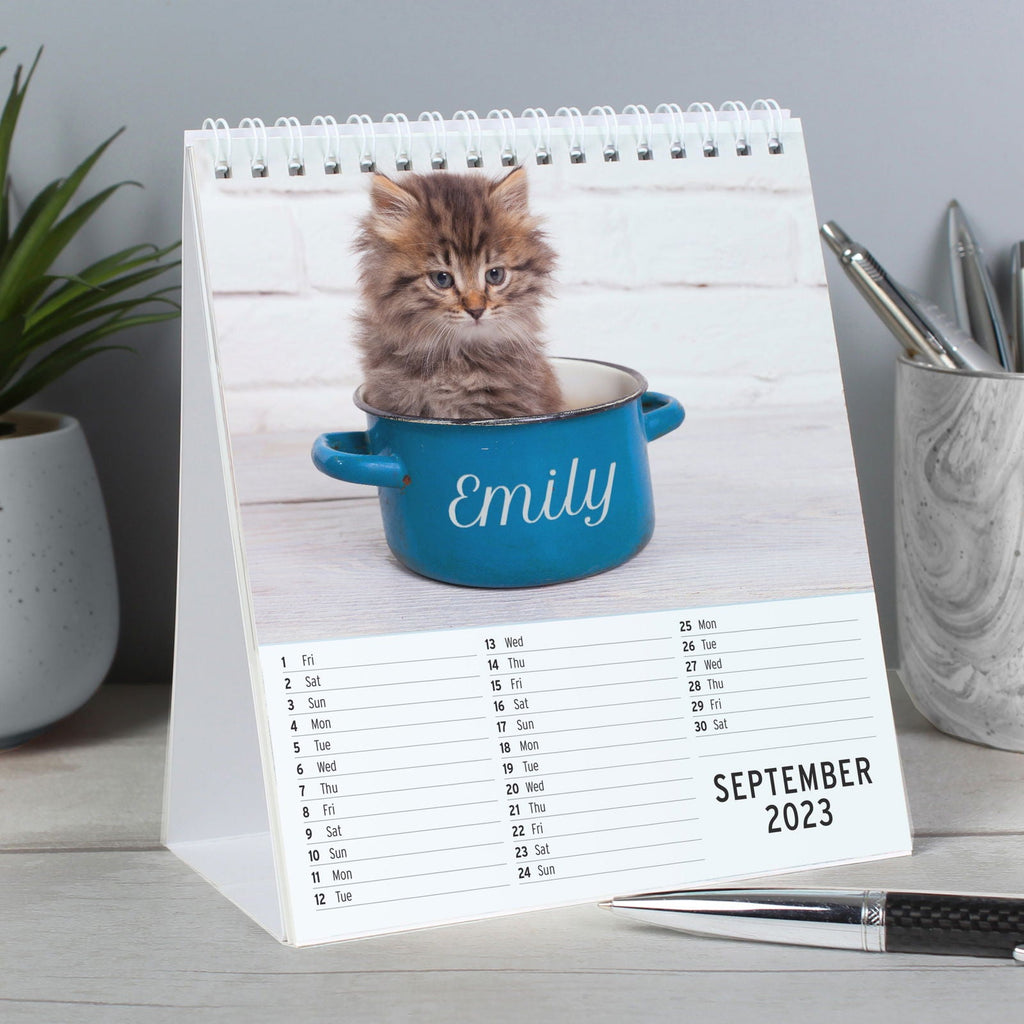 Personalised 2026 Cats And Kittens Desk Calendar