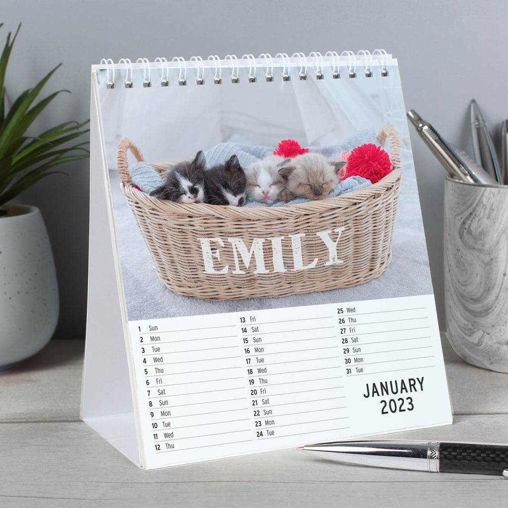 Personalised 2026 Cats And Kittens Desk Calendar