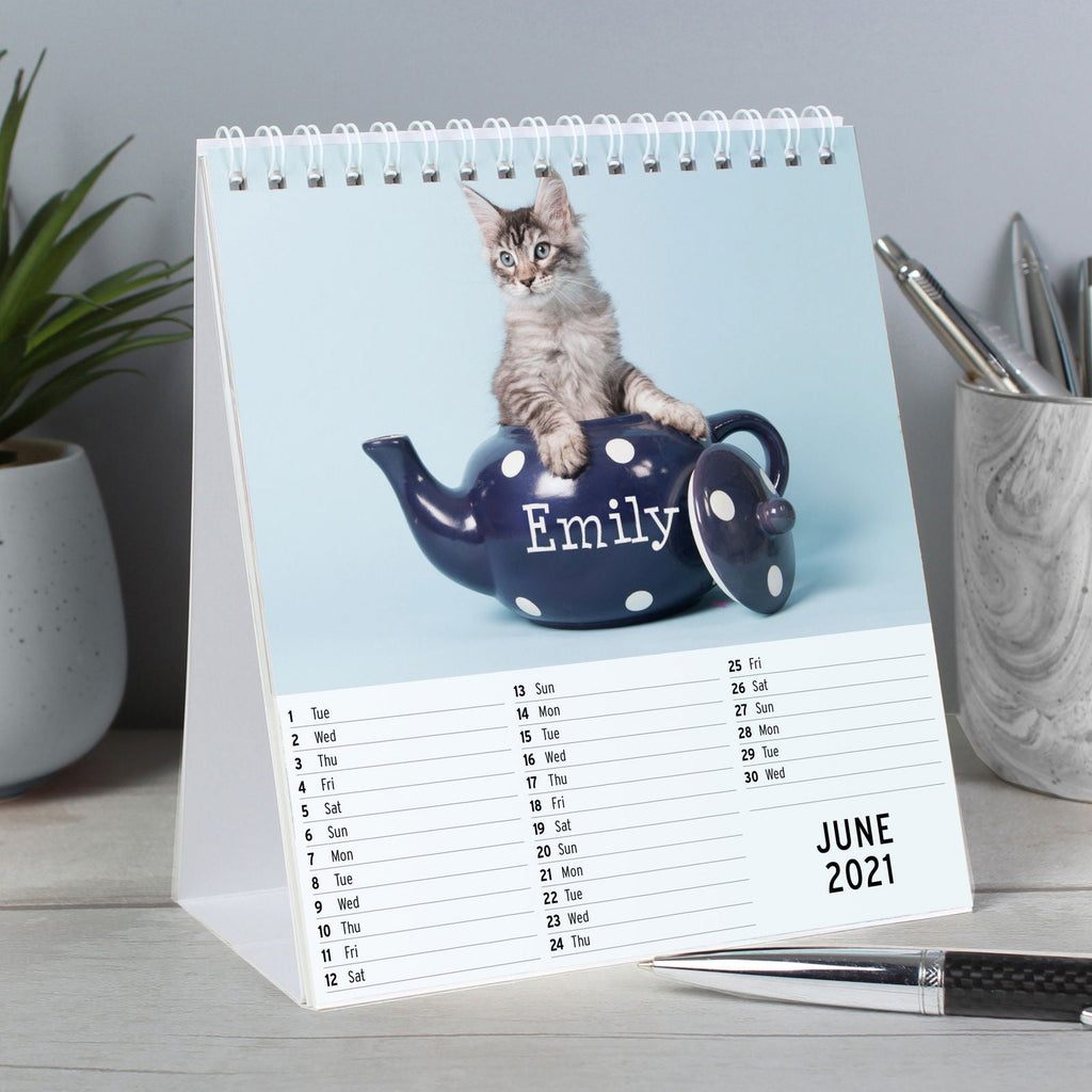 Personalised 2026 Cats And Kittens Desk Calendar