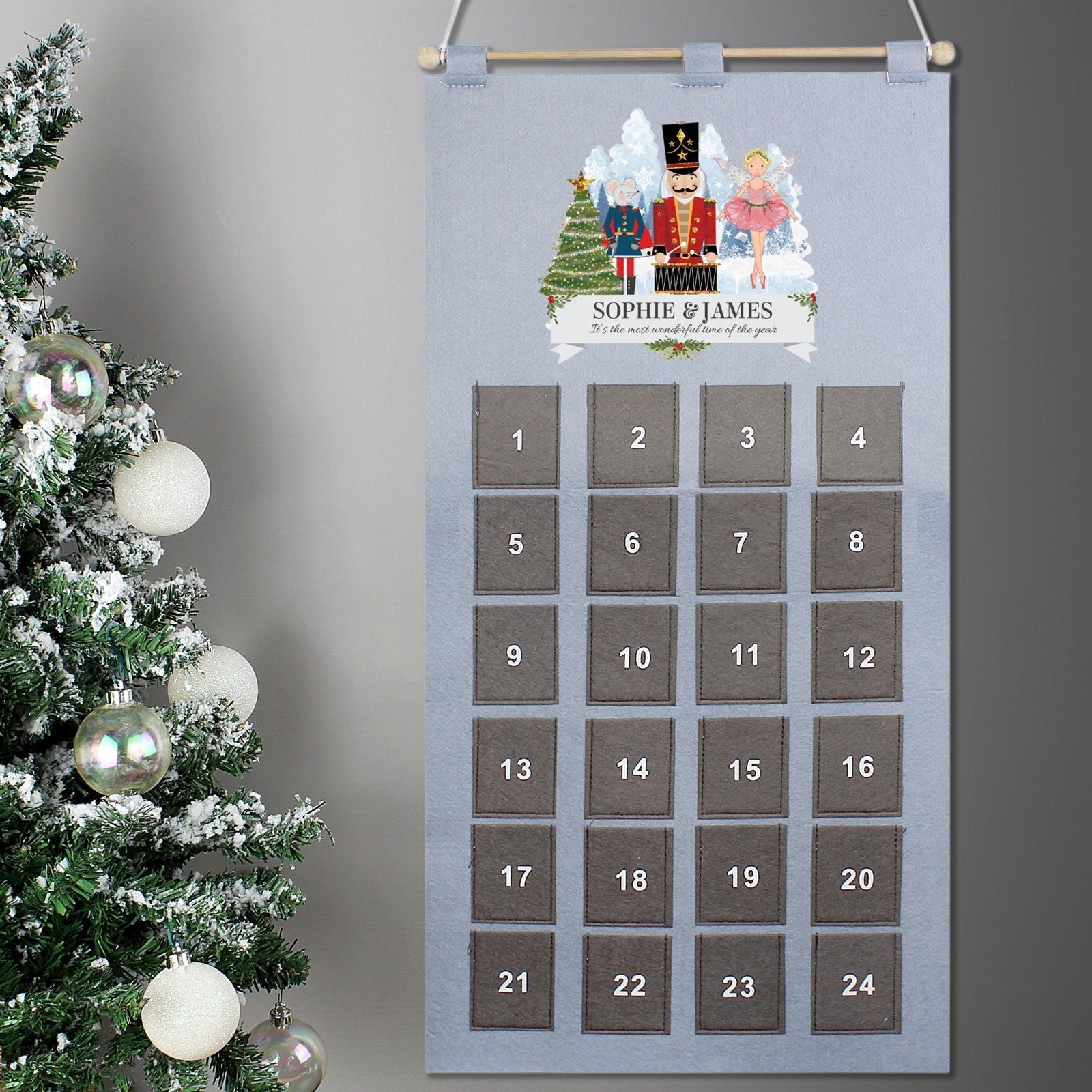 Personalised 2026 Nutcracker Advent Calendar In Silver Grey