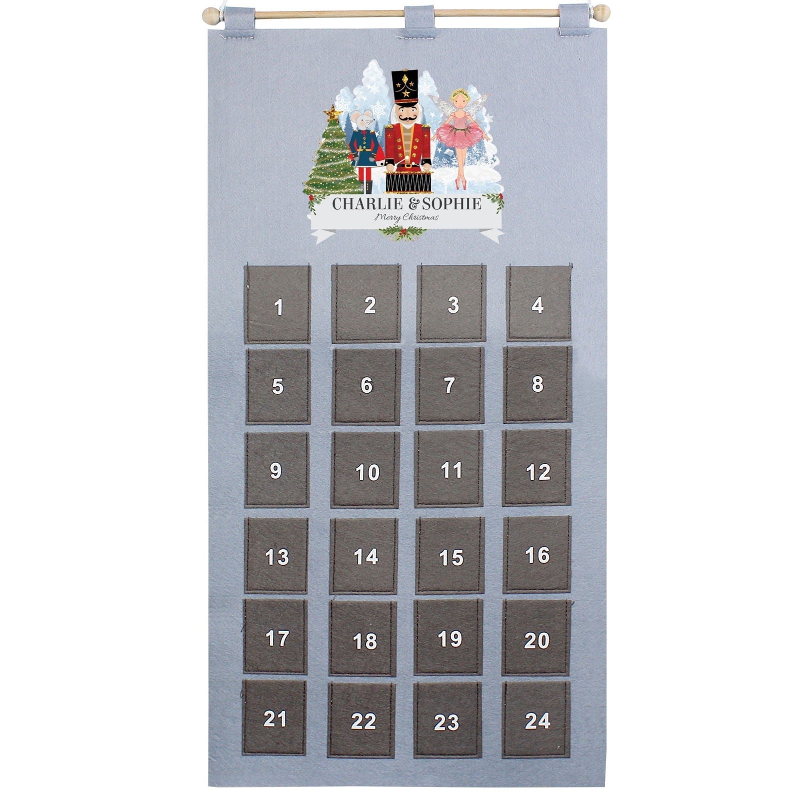Personalised 2026 Nutcracker Advent Calendar In Silver Grey