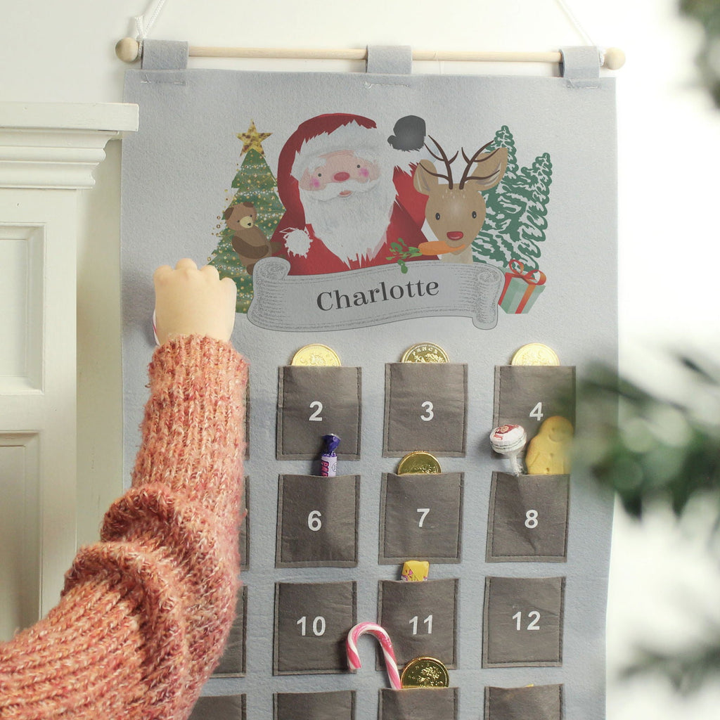 Personalised 2026 Santa Advent Calendar In Silver Grey
