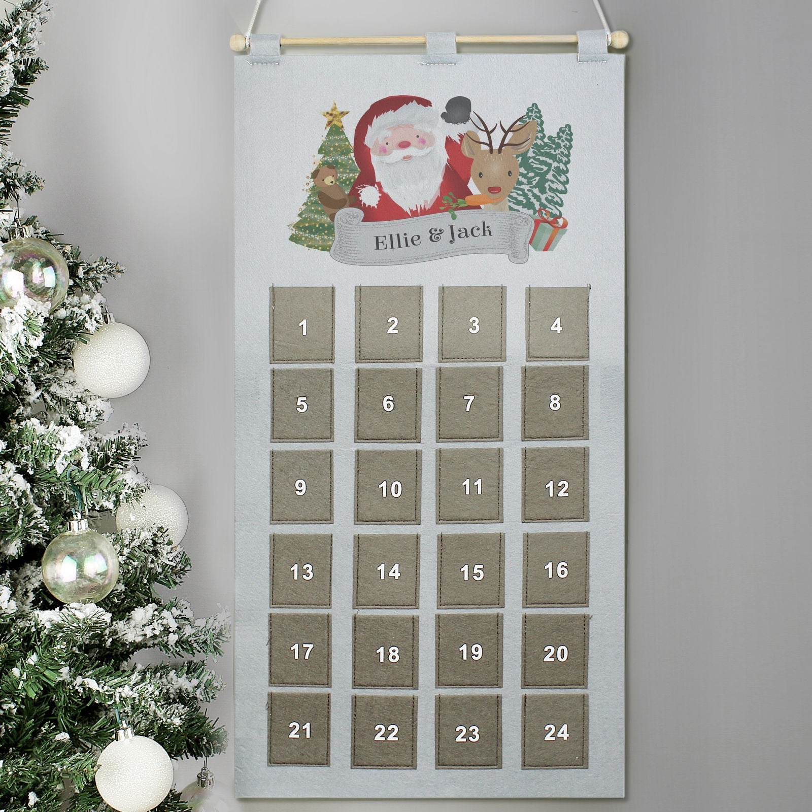 Personalised 2026 Santa Advent Calendar In Silver Grey