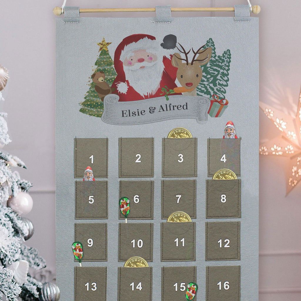 Personalised 2026 Santa Advent Calendar In Silver Grey