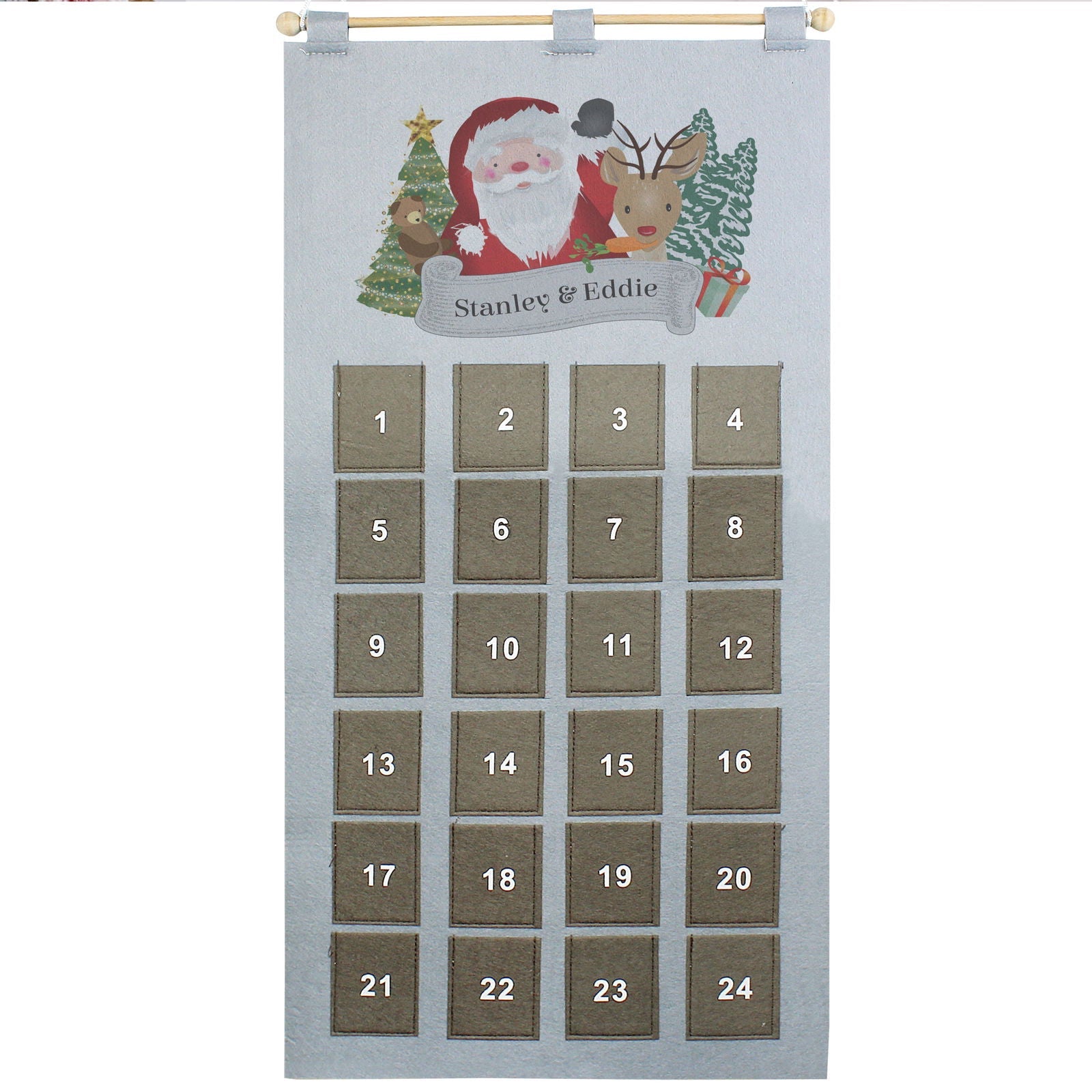 Personalised 2026 Santa Advent Calendar In Silver Grey