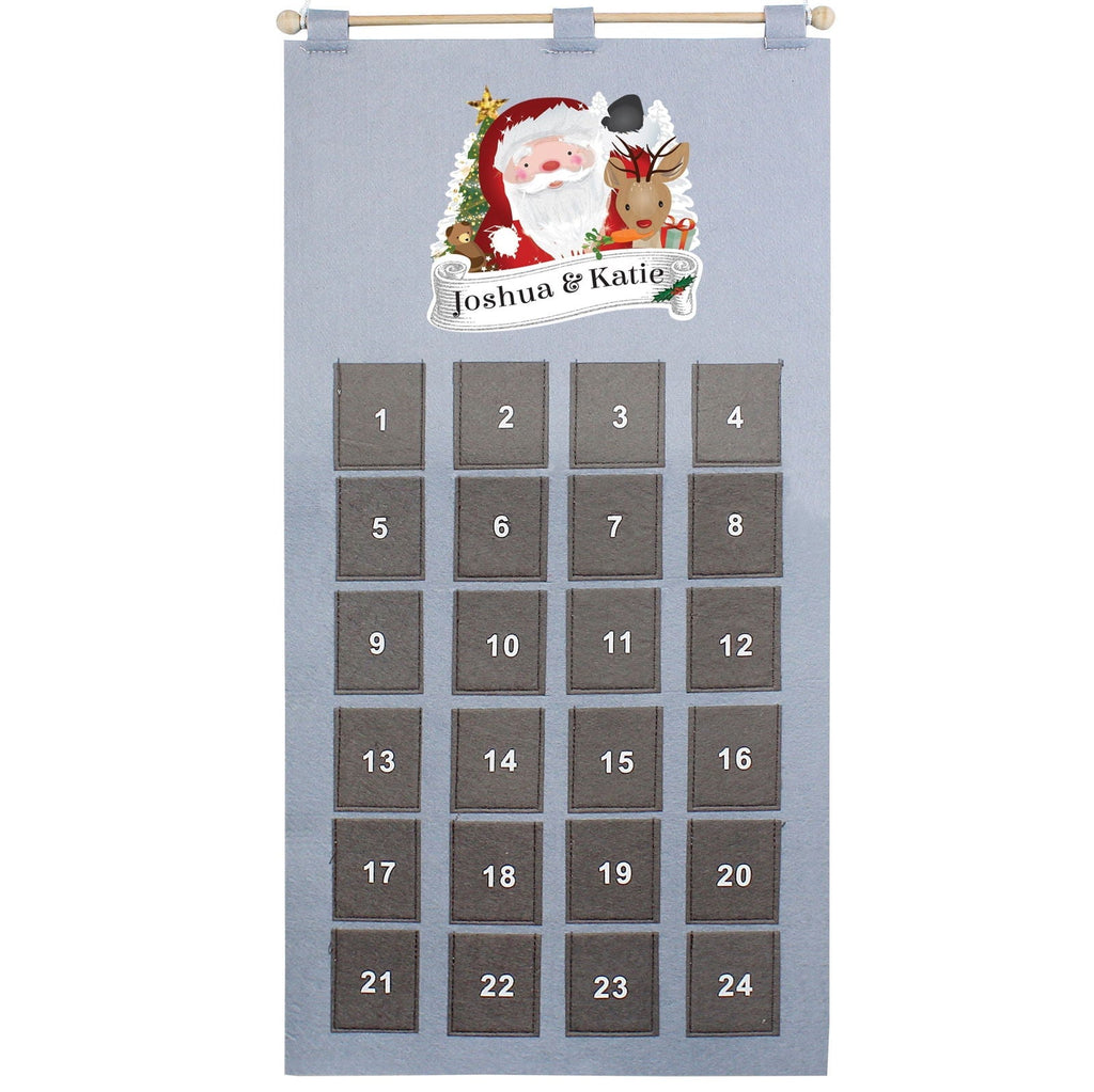 Personalised 2026 Santa Advent Calendar In Silver Grey