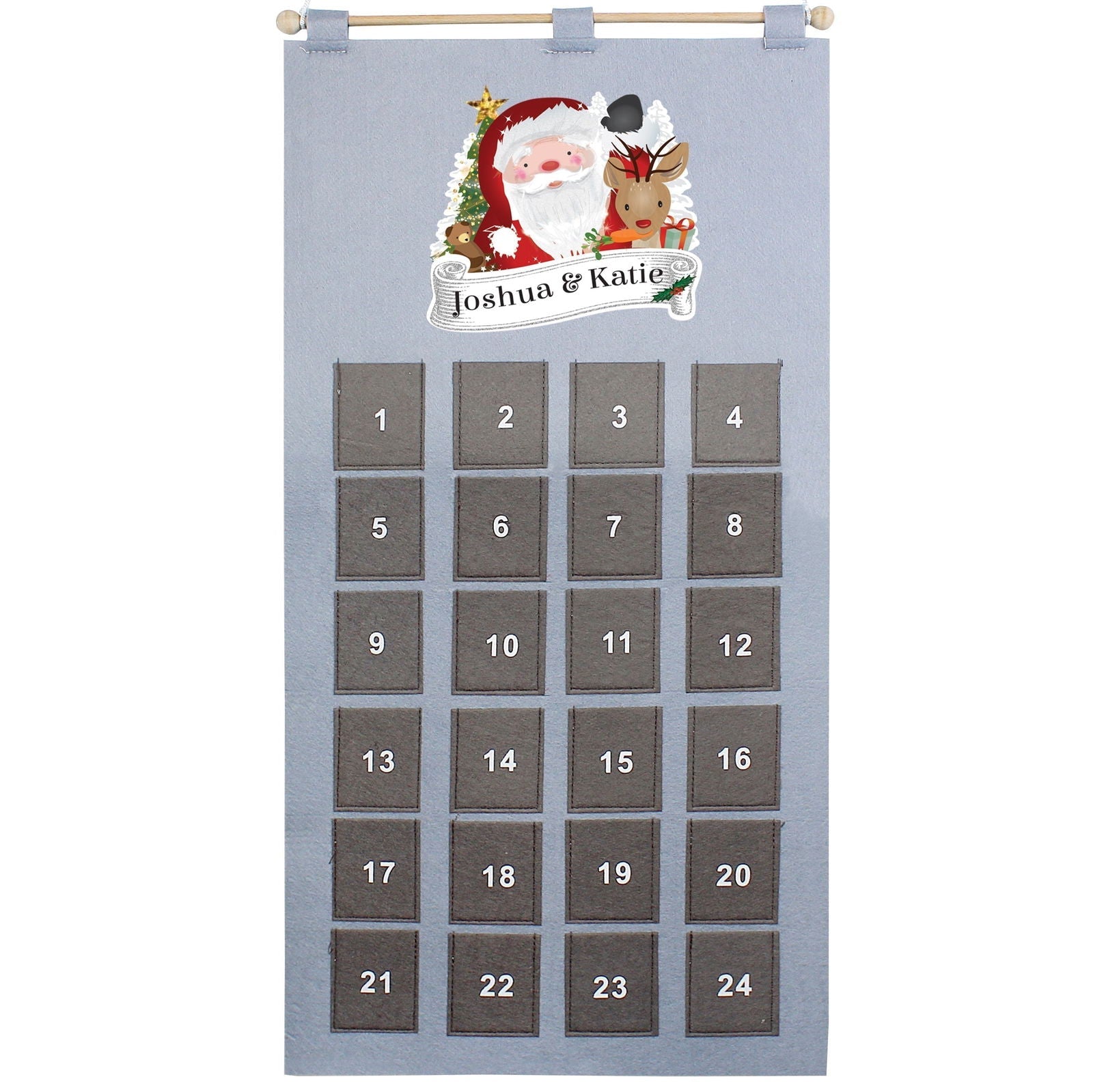 Personalised 2026 Santa Advent Calendar In Silver Grey