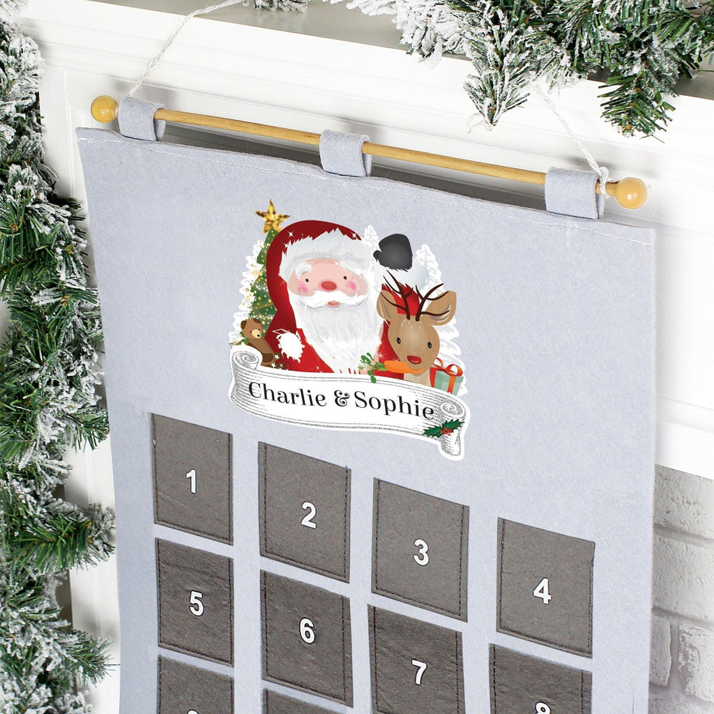 Personalised 2026 Santa Advent Calendar In Silver Grey