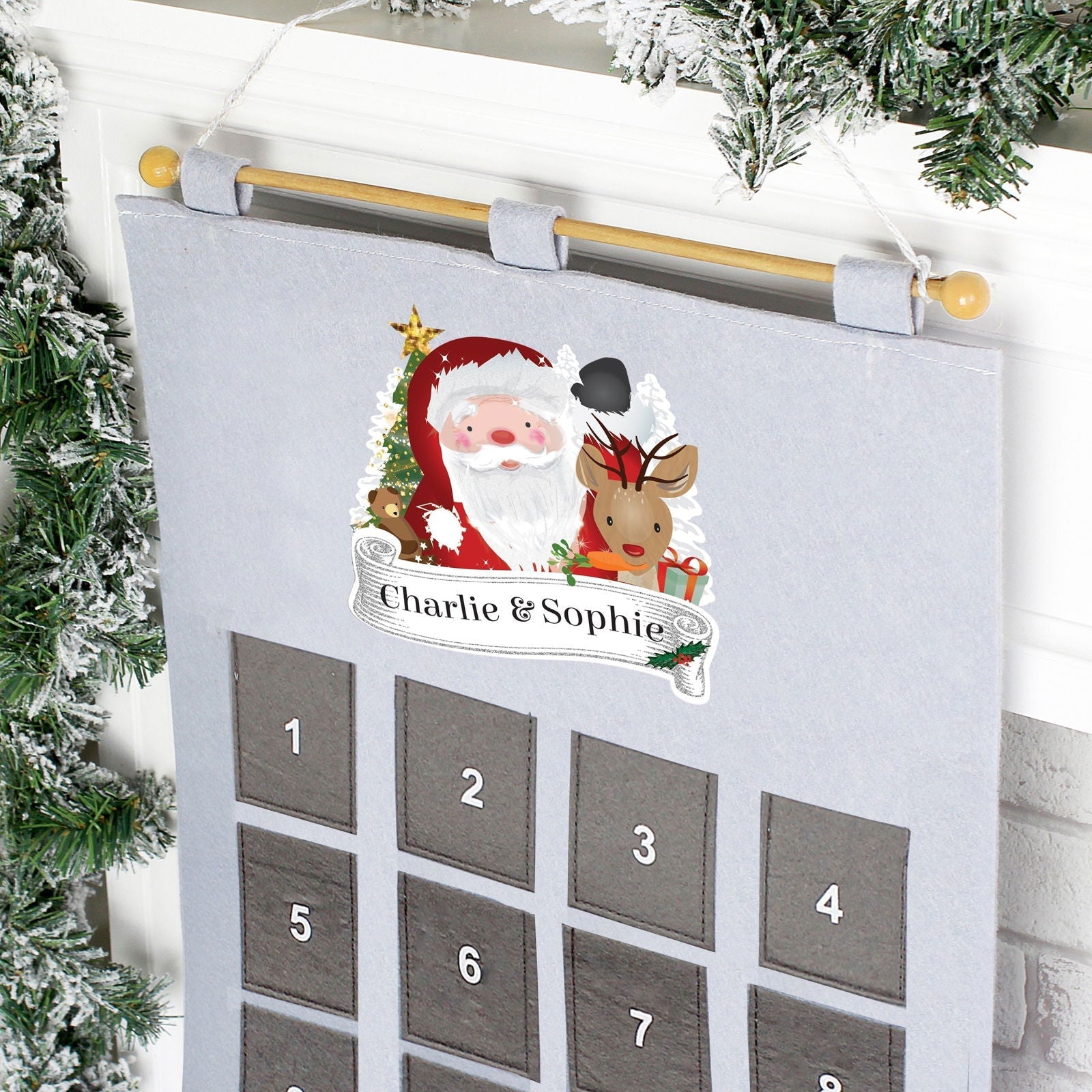 Personalised 2026 Santa Advent Calendar In Silver Grey