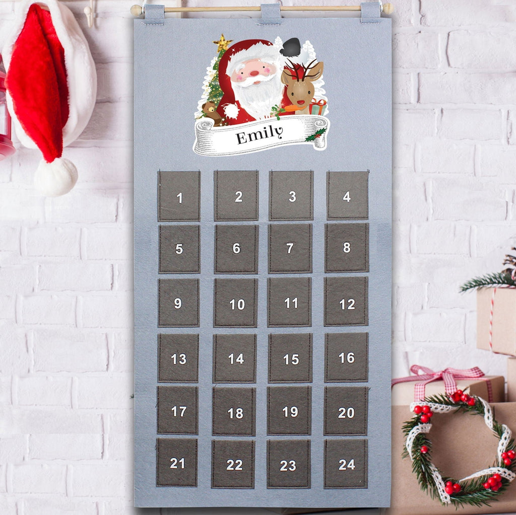 Personalised 2026 Santa Advent Calendar In Silver Grey