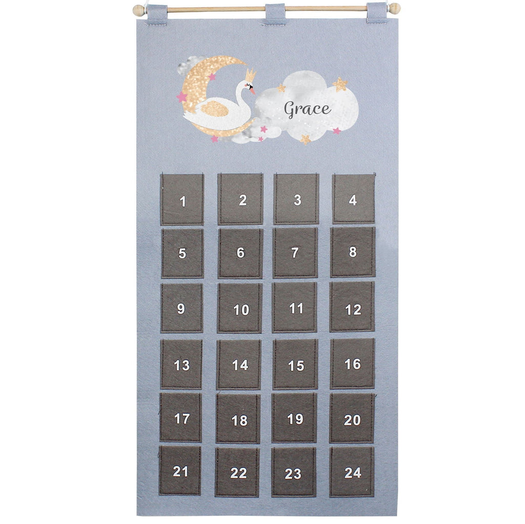 Personalised 2026 Swan Lake Advent Calendar In Silver Grey