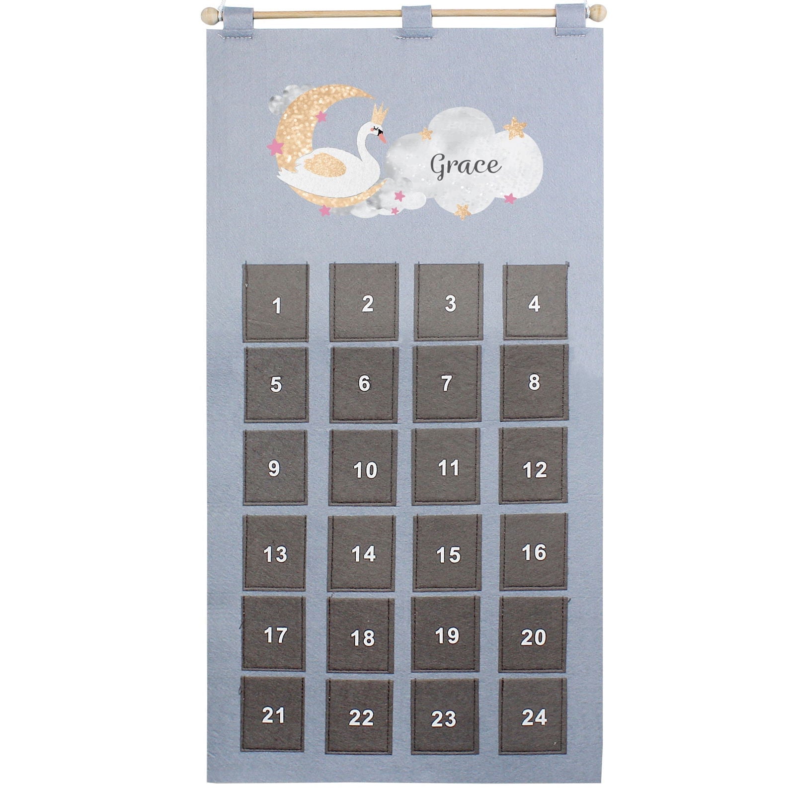 Personalised 2026 Swan Lake Advent Calendar In Silver Grey