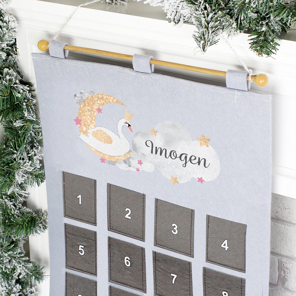 Personalised 2026 Swan Lake Advent Calendar In Silver Grey