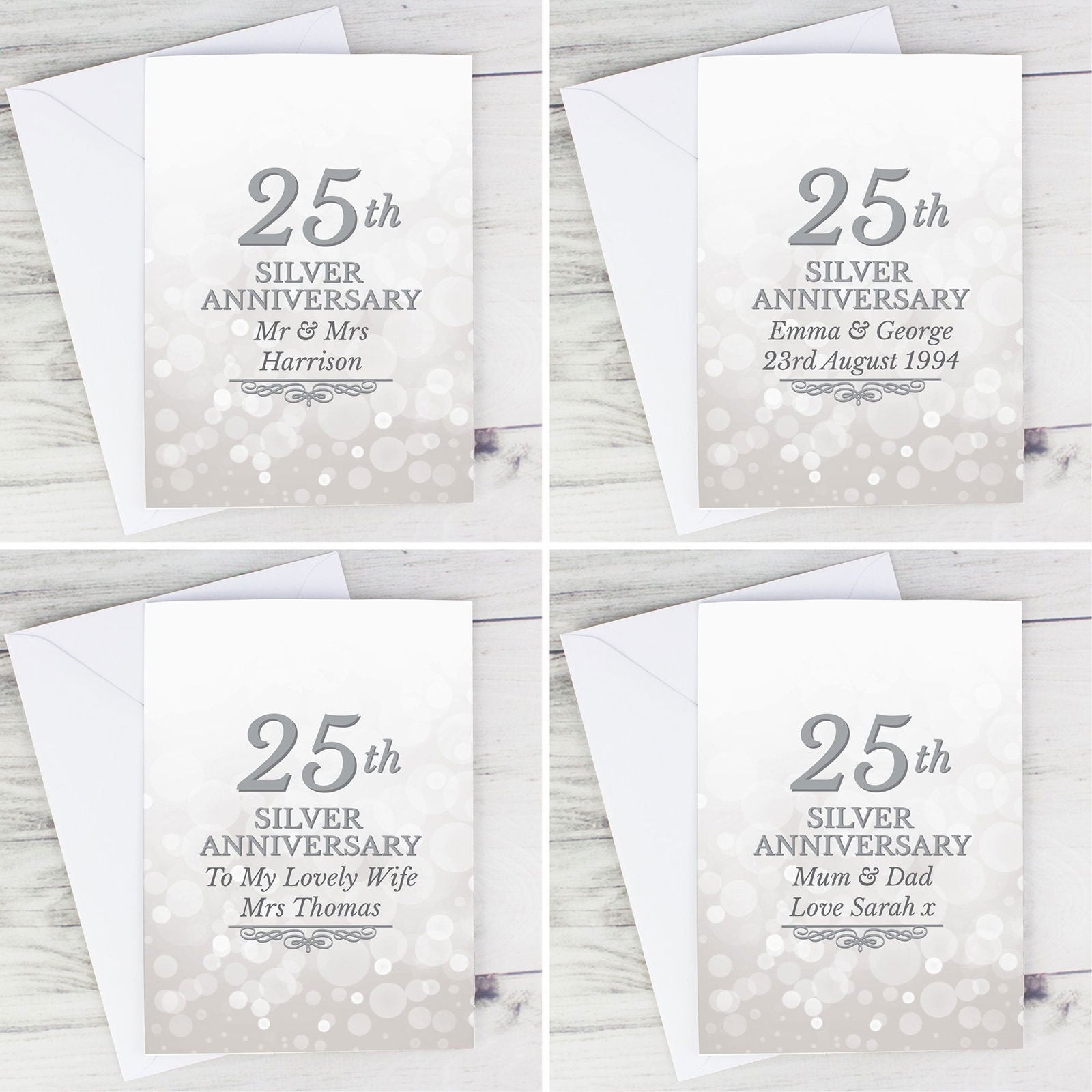 Personalised 25th Silver Anniversary Card