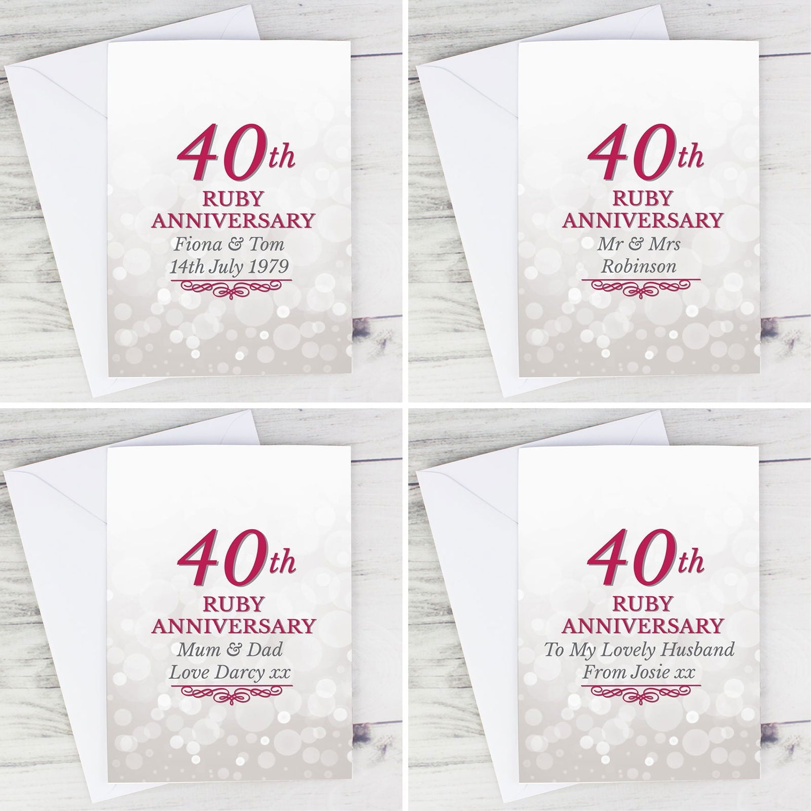 Personalised 40th Ruby Anniversary Card