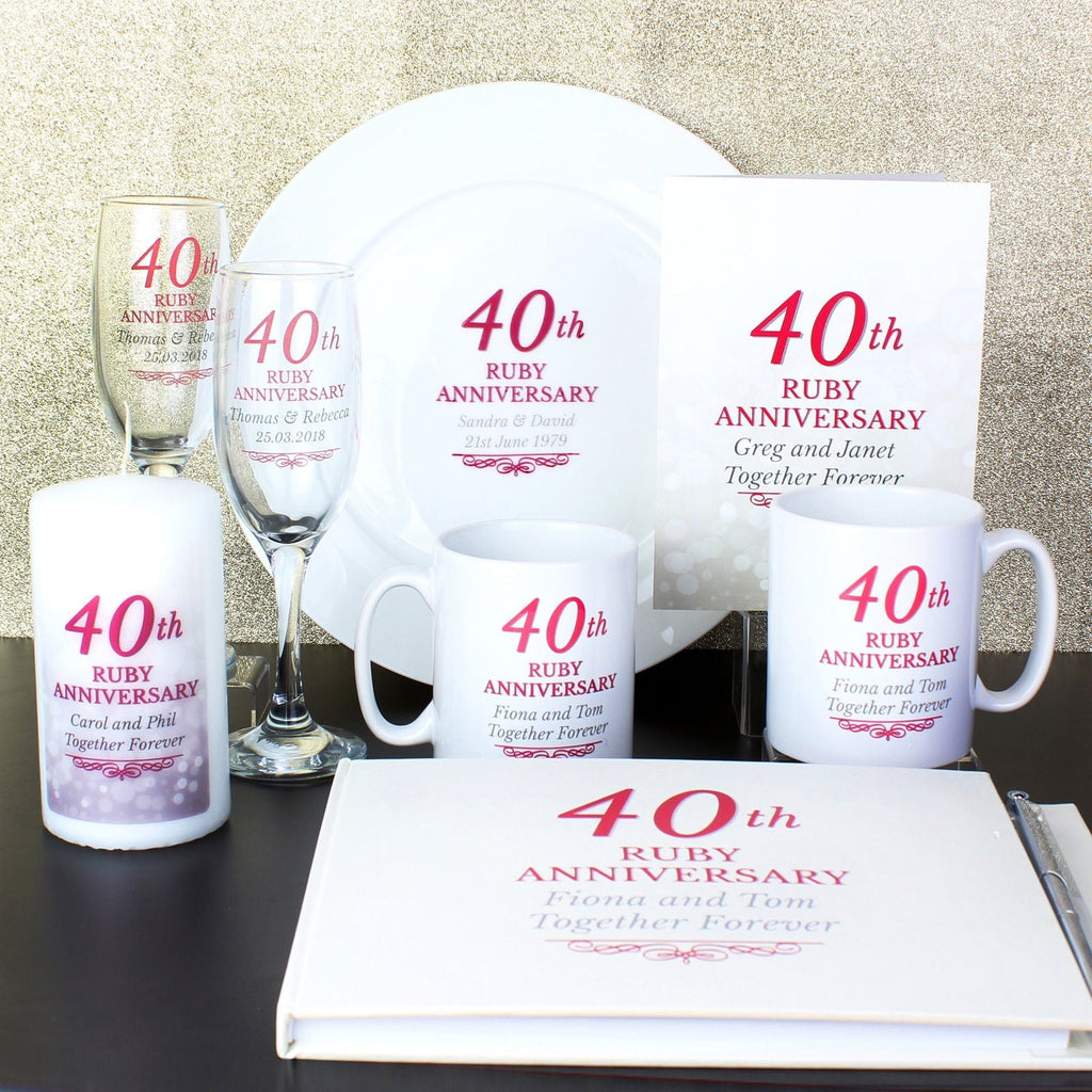 Personalised 40th Ruby Anniversary Pillar Candle