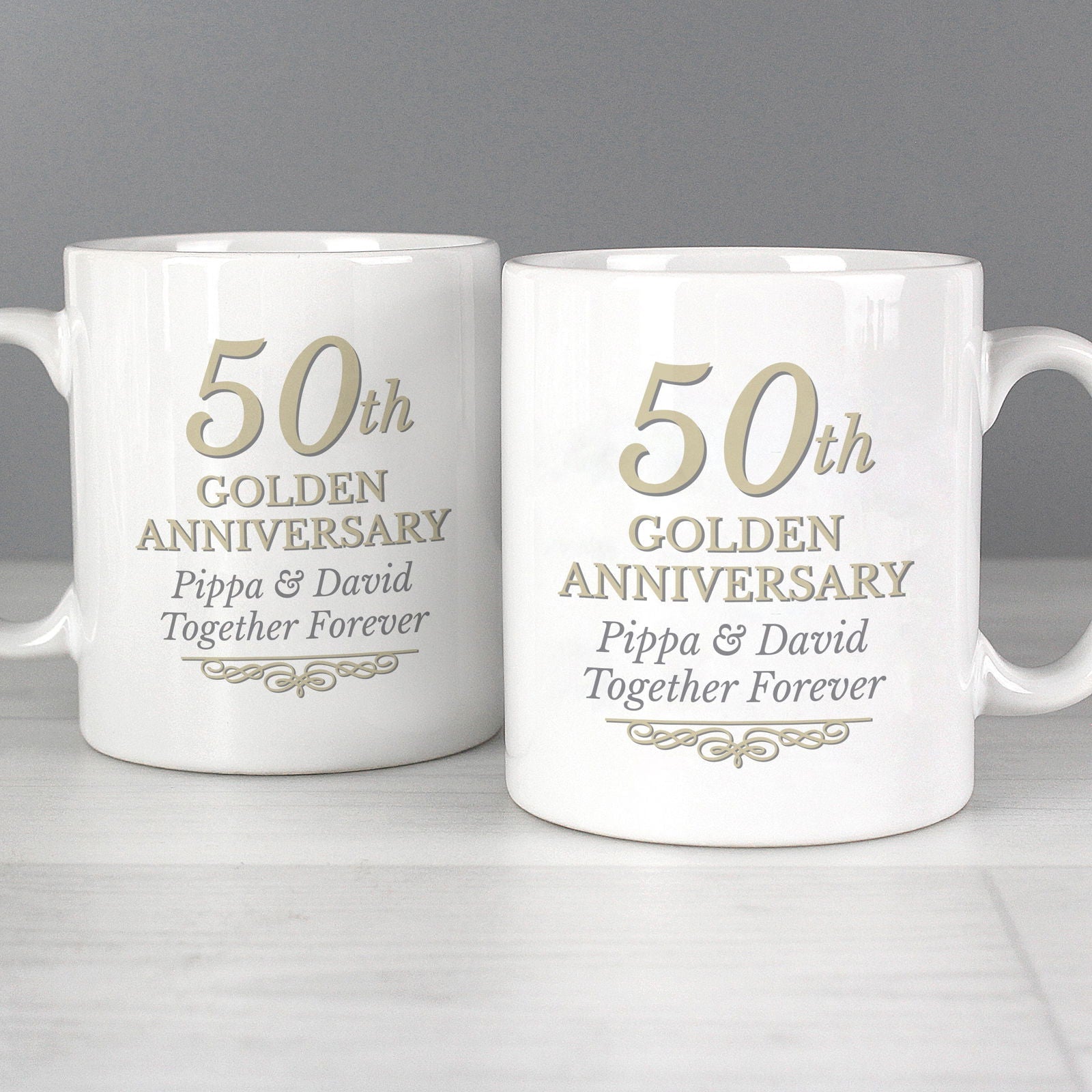 Personalised 50th Golden Anniversary Mug Set