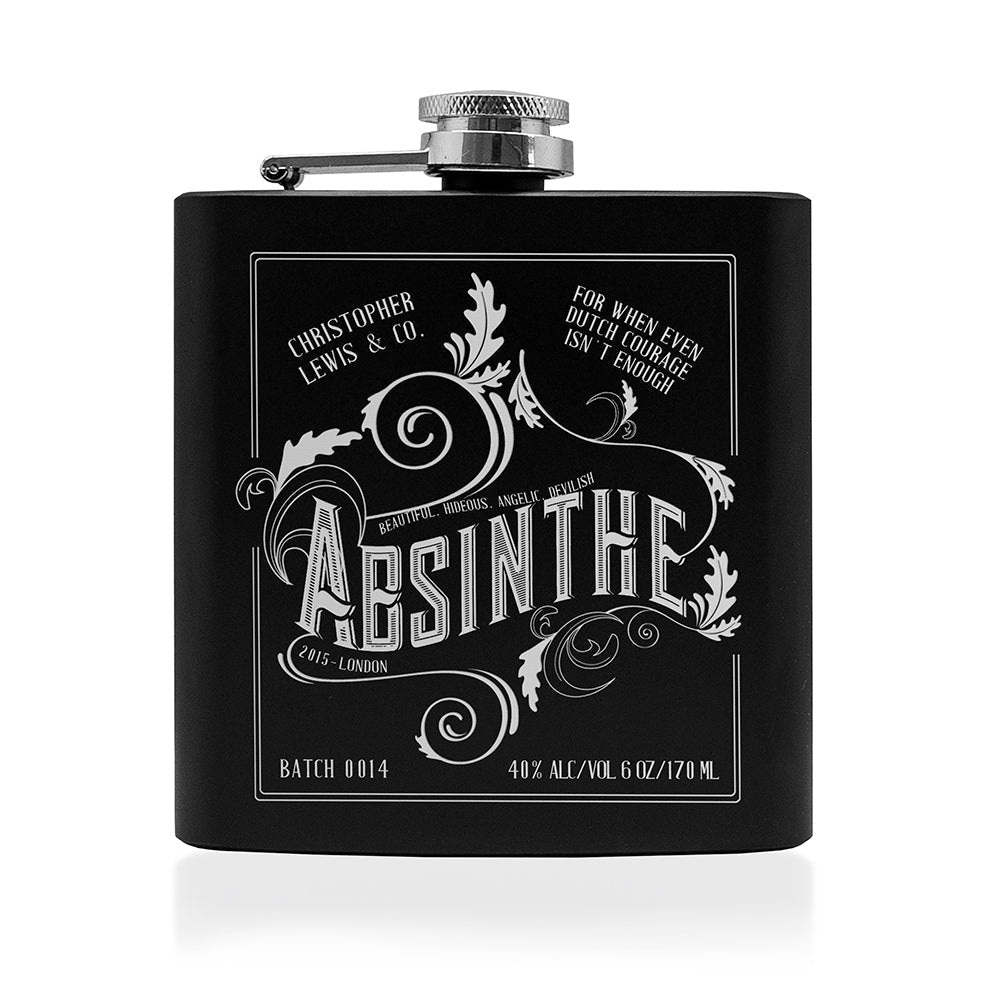 Personalised Absinthe Vintage Hip Flask