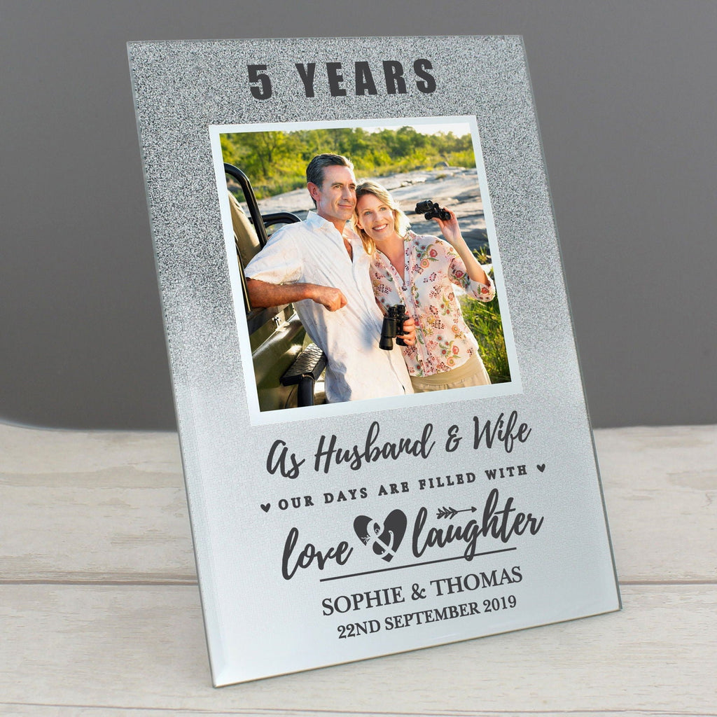 Personalised Anniversary 4x4 Inch Glitter Glass Photo Frame