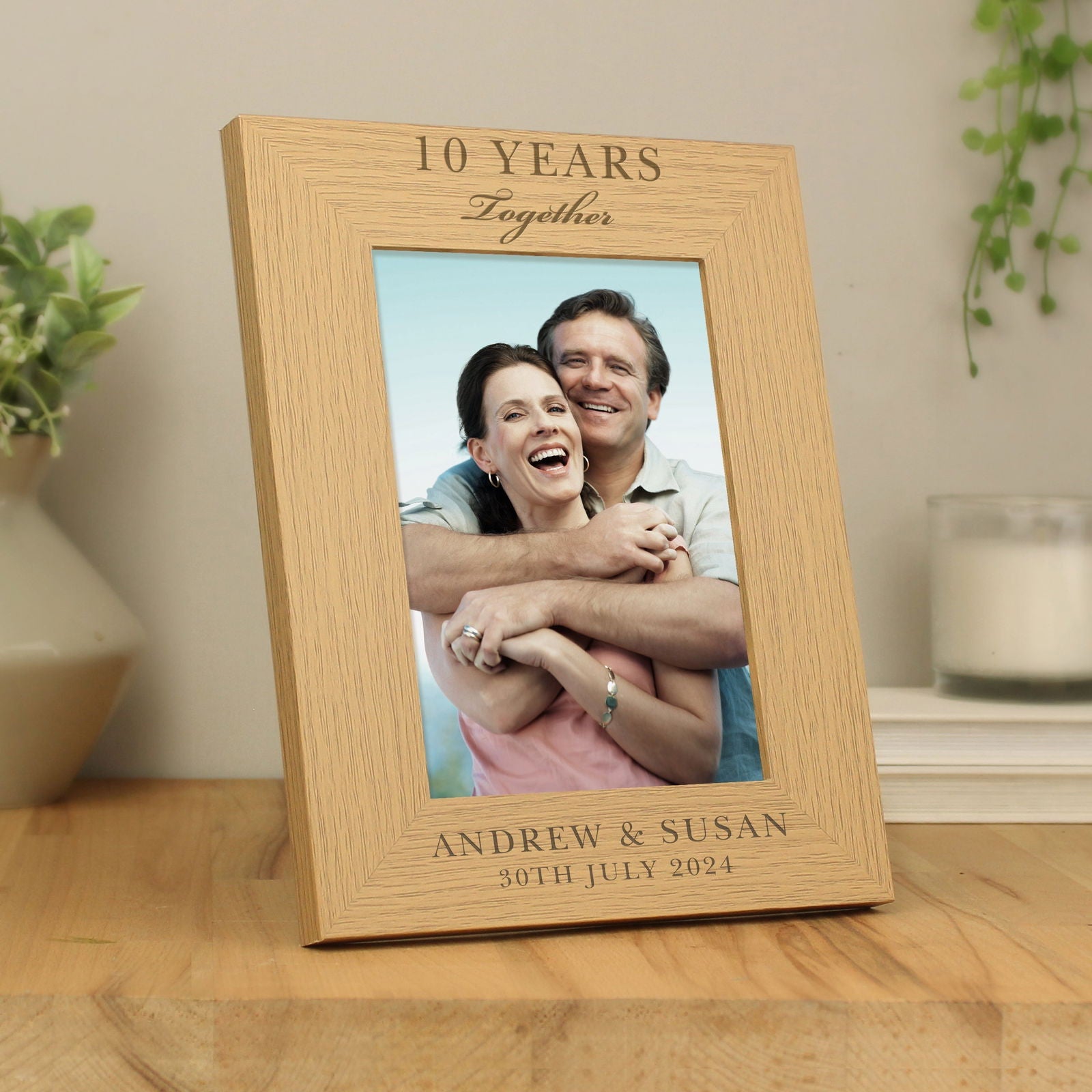 Personalised Anniversary 7x5 Inch Wooden Photo Frame