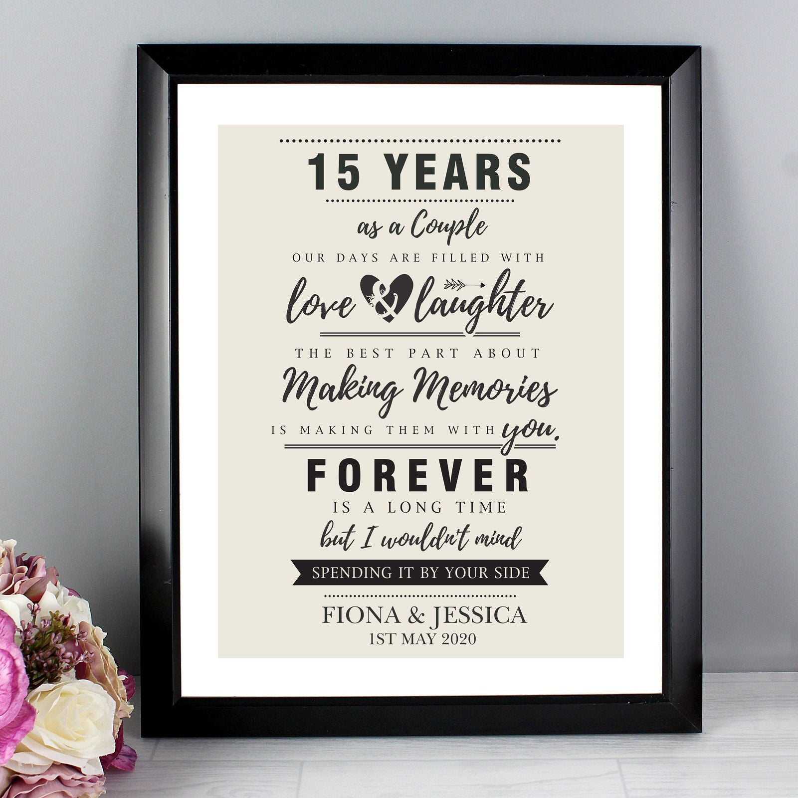 Personalised Anniversary Black Framed Print
